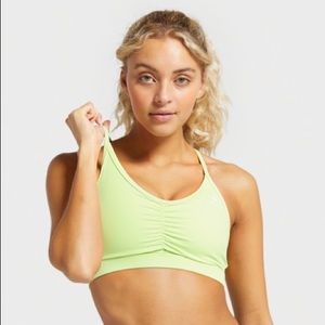 Gymshark Lime Green Ruched Sports Bra - Size Medium